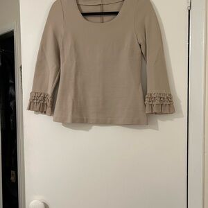 Elegant Beige Ruffle Sleeve Top